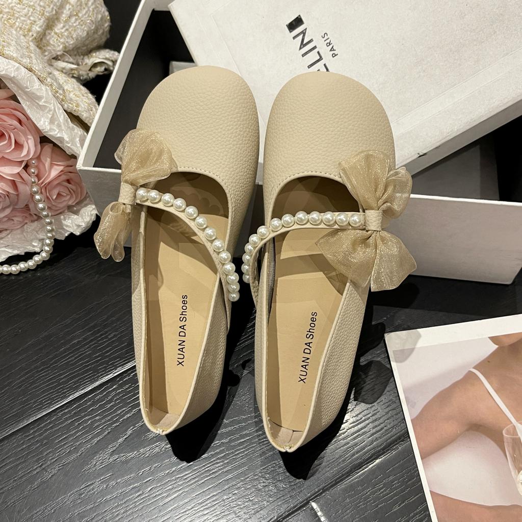 Fashion 2024 Female Footwear Casual Sneaker Round Toe New Summer Dress Moccasin Bow-Knot Round Toe Shoes Woman Mary Jane Shoes