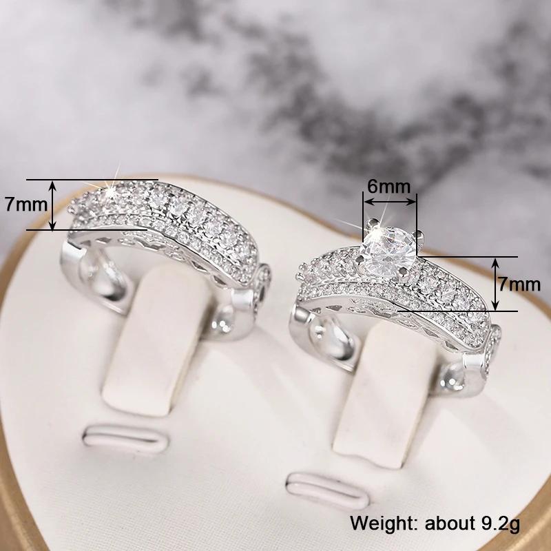 Huitan Luxury Women s/Set Ring Charming Engagement Party Fashion Accessories Delicate Wedding Jewelry Inlaid Shining CZ