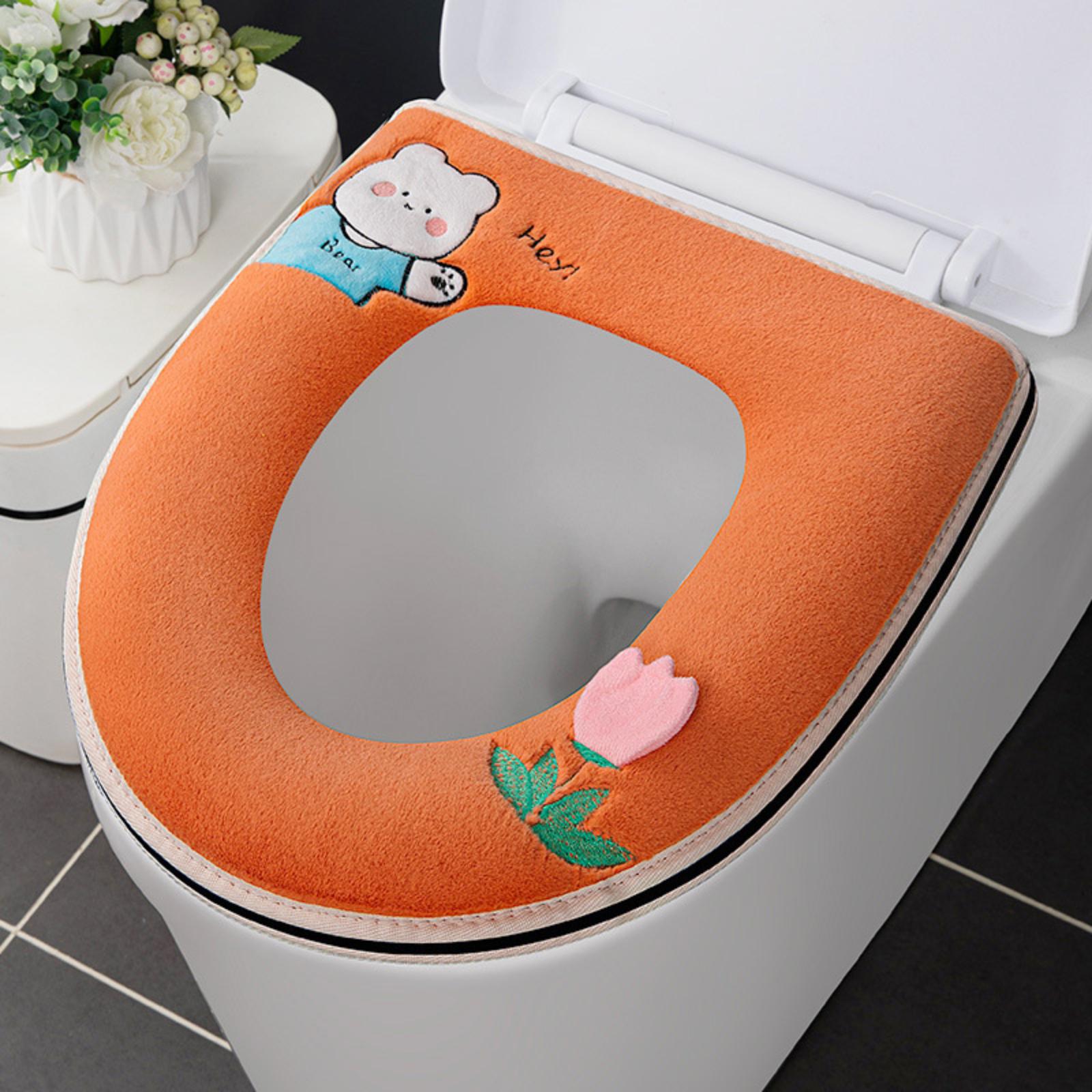

Всесезонный бытовой чехол на сиденье унитаза с мультяшным дизайном, моющийся, самоклеящийся чехол на сиденье унитаза, подушка для унитаза, накладка на сиденье унитаза One Size шафрановый