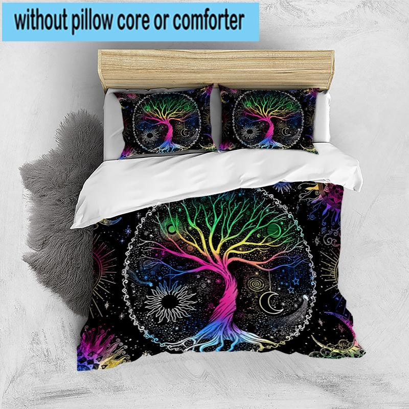 Tree Of Life Mandala 3pcs Bedding,Including 1pc Duvet Cover And 2pcs Pillowcases Perfect for Christmas,Ideal for Bedroom, Dormitory