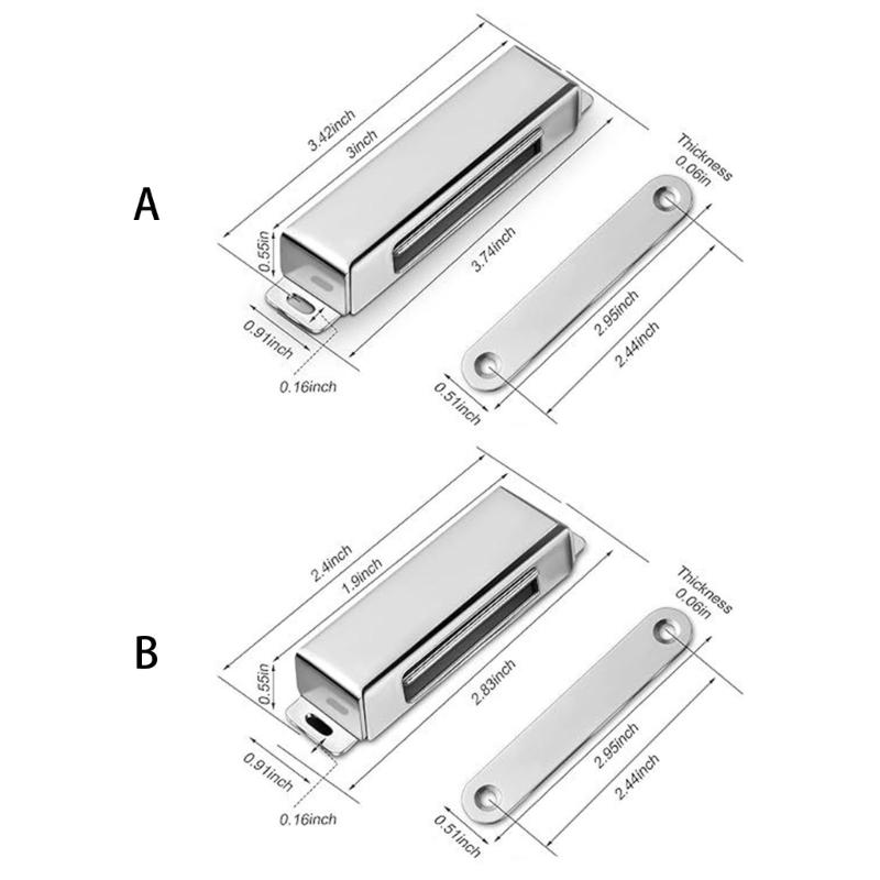 4Pieces Magnetic Door Latches Sturdy Stainless Steel Automatic Shut Mechanism for Cupboard Closet Wardrobe Room Door