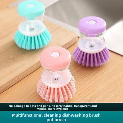 Pot Brush, A Kitchen Press Pot Washing Brush with Automatic Liquid Filling and Sponge Dish Washing Brush