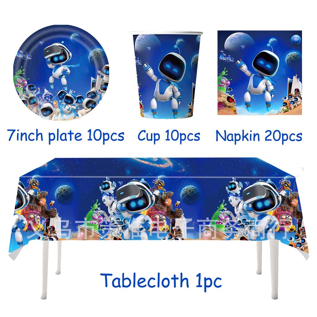 Cartoon ROBOTS Child Birthday Party Decoration Supplies Cup Plate Balloon Tablecloth Banner Photography Background Prop Kid Gift