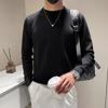Spring 2024 Men's Sweater Patchwork Assorted Colors Skin-Friendly Fabric Fashion Versatile Top Casual Long-Sleeved Bottoming Shirt