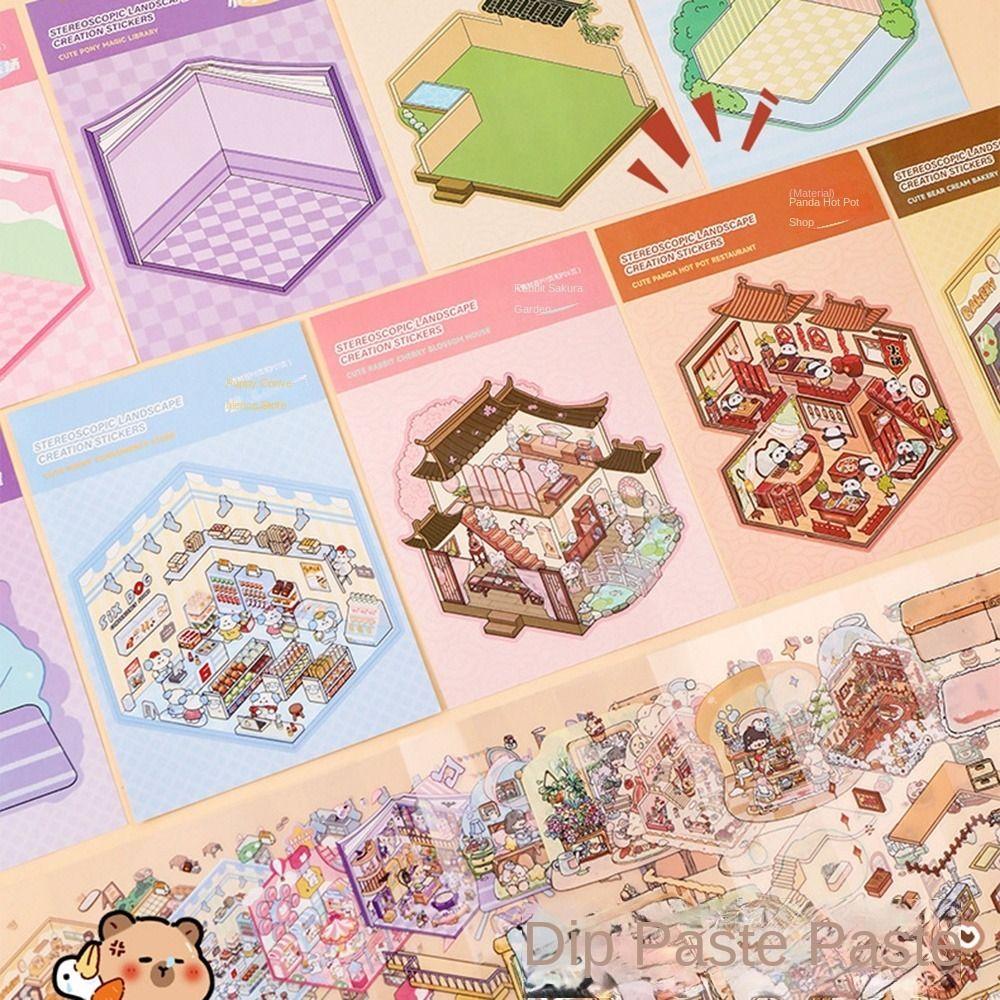 Cartoon Landscape Sticker Book 20in1 Miniature Scene Scrapbook Kit 3D Stickers Scene Set  Kid Toy
