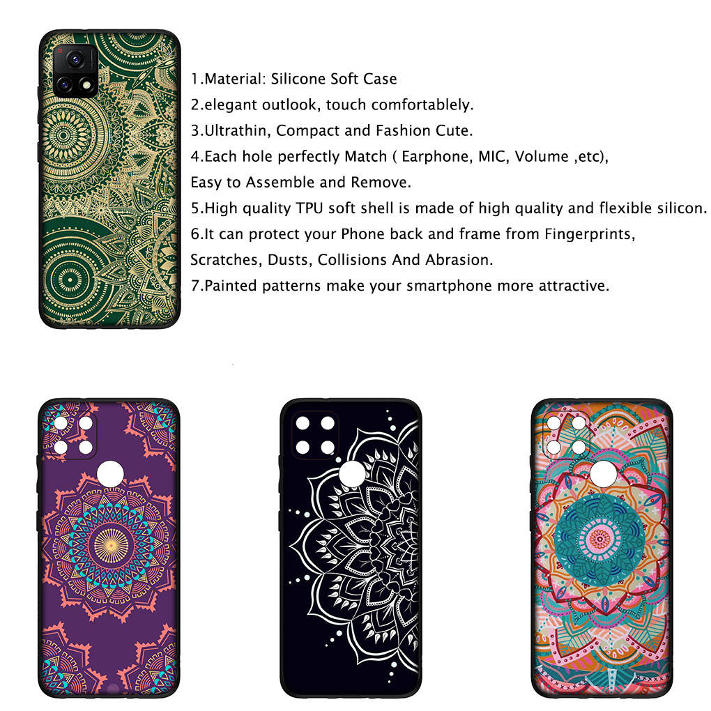 Dla iPhone 16 15 Xiaomi Redmi Note 14 13 12 11 Pro Max X 8 16e Samsung Galaxy S25 S24 S23 Moto OPPO Huawei Tekstura Kwiatu Paisley Mandala Etui Kwiatowe