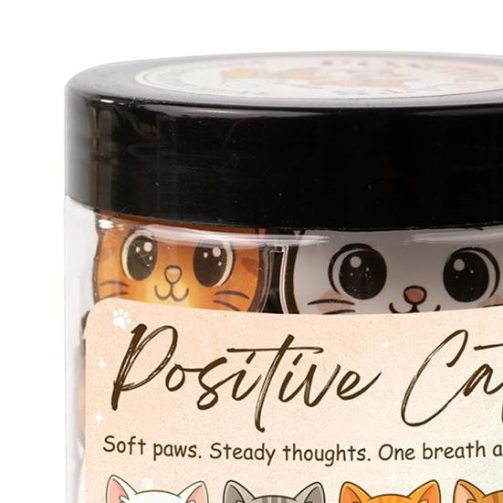 Positive Katze Glas mit 60 täglichen Affirmationskarten Emotionale Unterstützung Geschenk für Angst Selbstfürsorge Niedliche Katze Inspirierende Geschenke für Katzenliebhaberinnen