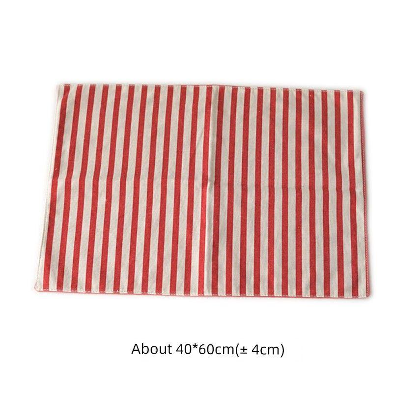 

For Home Cotton Linen Western Placemat Gourmet Fabric Double-layer red Stripes About 40*60cm