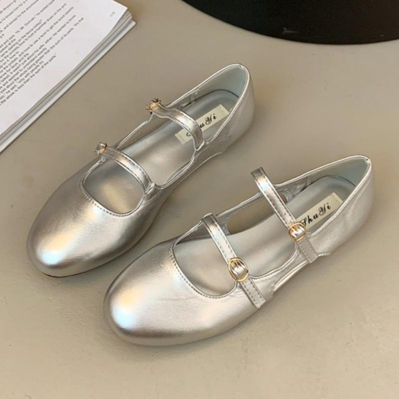

Мода Женские Балетки Обувь для Балета Модные Босоножки с Пряжкой Женские Летние Кроссовки с Мелким Вырезом 2025 Новая Брендовая Обувь Платье Zapatillas Mujer 40 серебряный