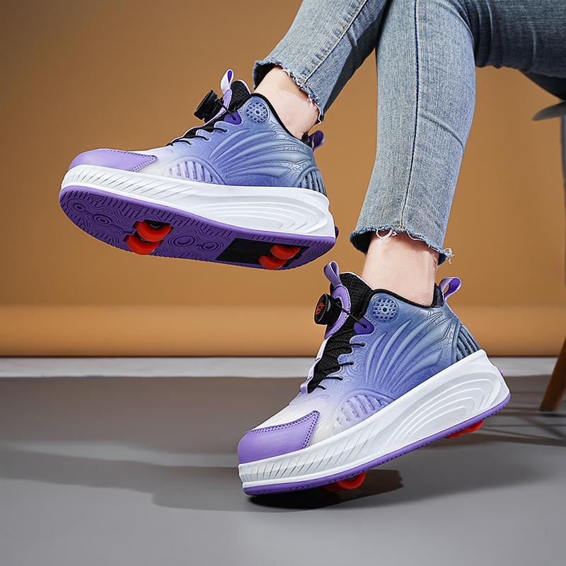 Children Wear Resistant Fashionable Trend Double Row Four Wheel Pulley Walking Shoes Sports Board Shoes