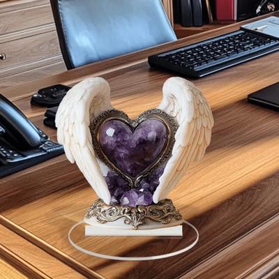 Decorazione con Ali d'Angelo a Forma di Cuore 2D Cuore Alato Acrilico Decorazione da Tavolo Cartello Cuore d'Amore Centrotavola
