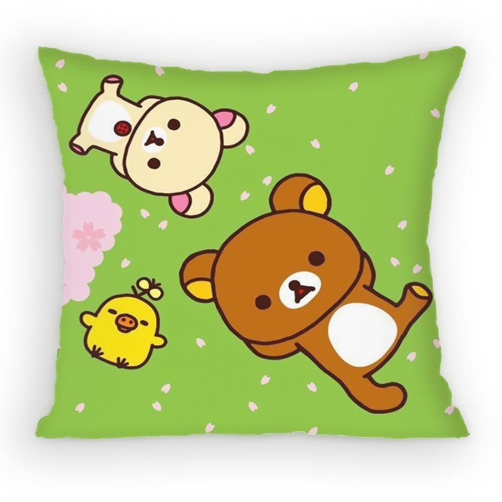 Cute Cartoon Rilakkuma Kawaii Bear Pillow Case Sofa Living Room Bedroom Headboard Backrest Cushion Square Cushion Nap Time