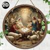 Metal Wall Art Jesus Christmas Round Vintage Wood Decor Kitchen