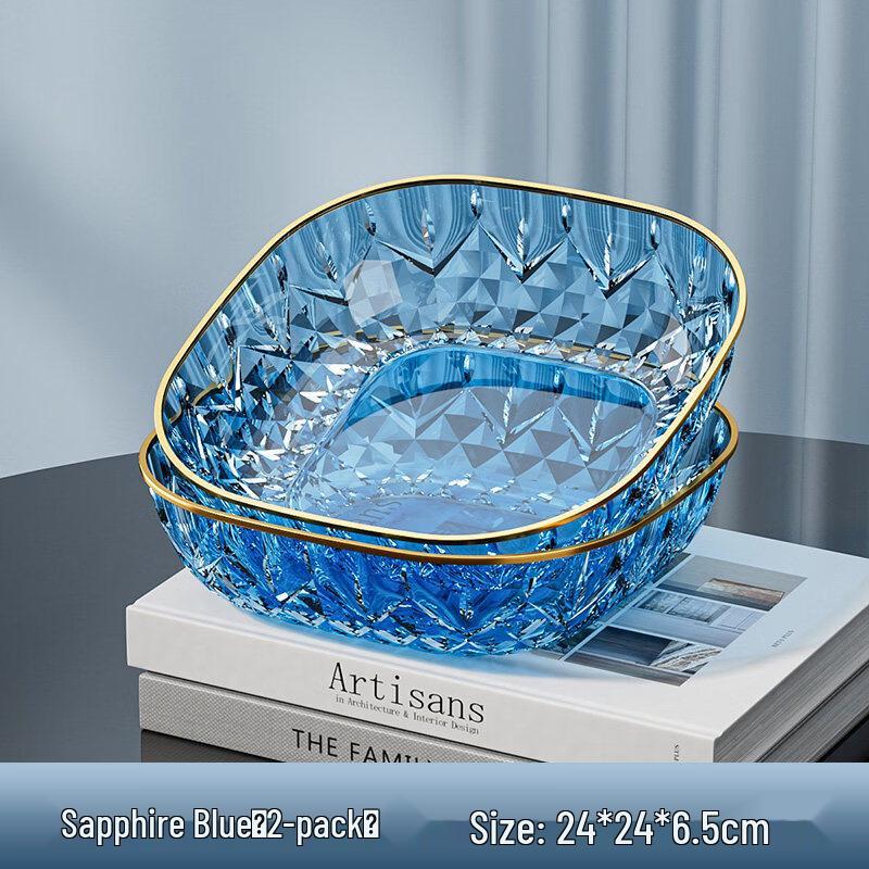 Chinese Style Gold Rim Glacier Blue Ceramic Fruit Plate Set