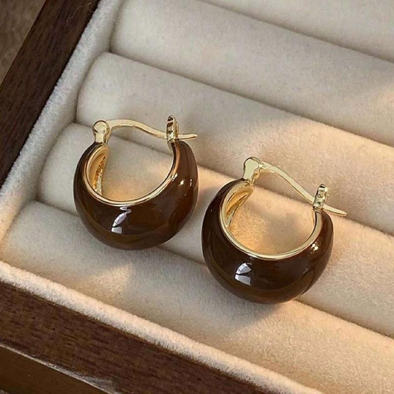 1pairs Vintage Textured U-Shaped Hoop Earrings For Women, Simple And Elegant Design