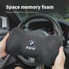 BAGE7 Car Sticker Hot 2025 Hot For BMW Car Seat Suede Memory Cotton Neck Pillow Headrest For BMW E46 E90 E60 F30 F10 E39 i3 i4 X1 X2 X