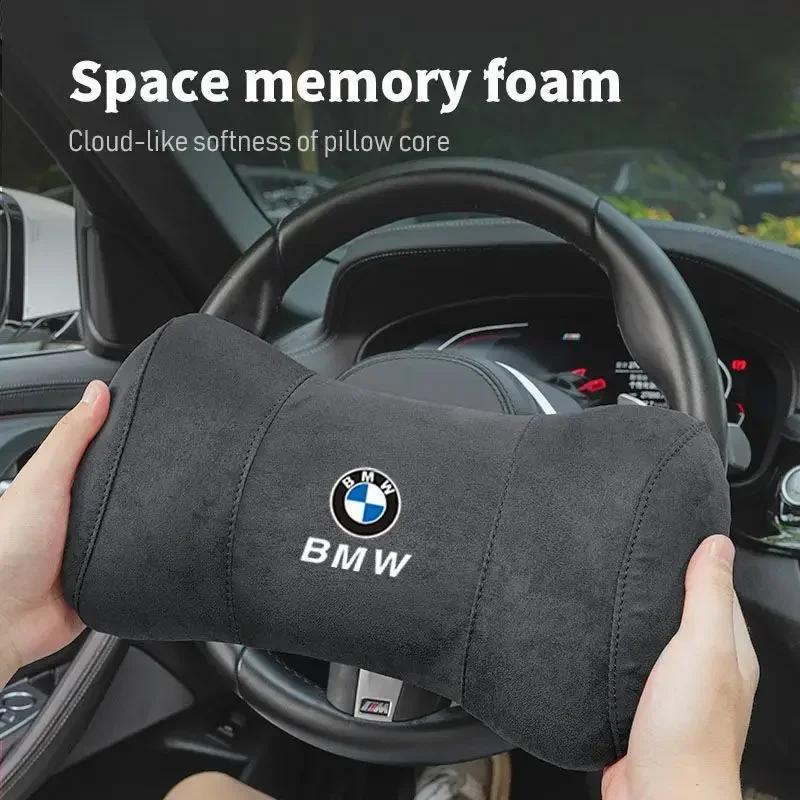 BAGE7 Car Sticker Hot 2025 Hot For BMW Car Seat Suede Memory Cotton Neck Pillow Headrest For BMW E46 E90 E60 F30 F10 E39 i3 i4 X1 X2 X