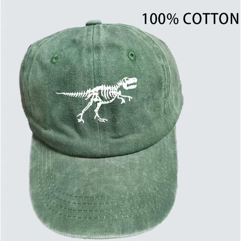 This stylish and casual dinosaur skeleton printed baseball cap is a must-have for both Unisex and Women when going out