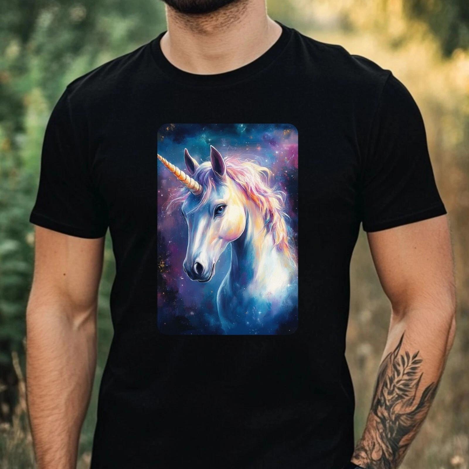 T-Shirt Herren Einhorn Portrait Motiv Baumwolle Größe XS bis 5XL XXXL