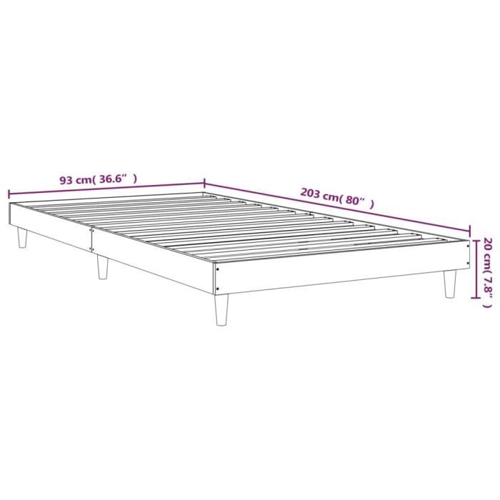 VidaXL Cadre de lit chêne fumé 90x200 cm bois d'ingénierie 832066