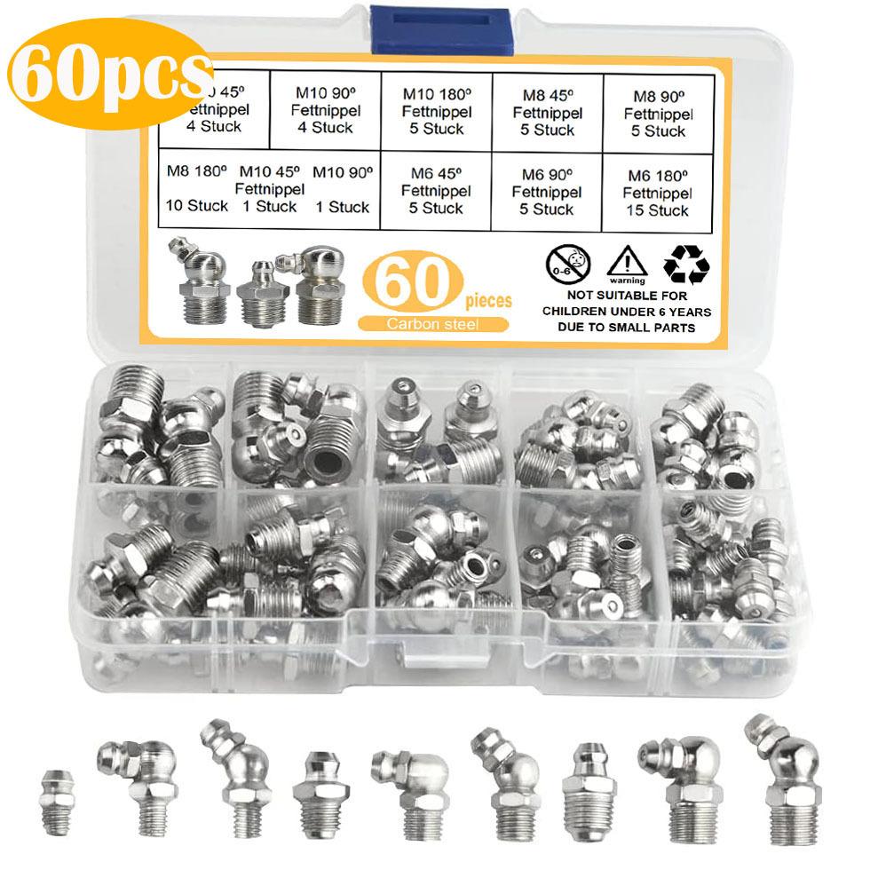 Železný poniklovaný set máslových trysek 140ks60ks45ks krabička s auto tryskami M6M8M10