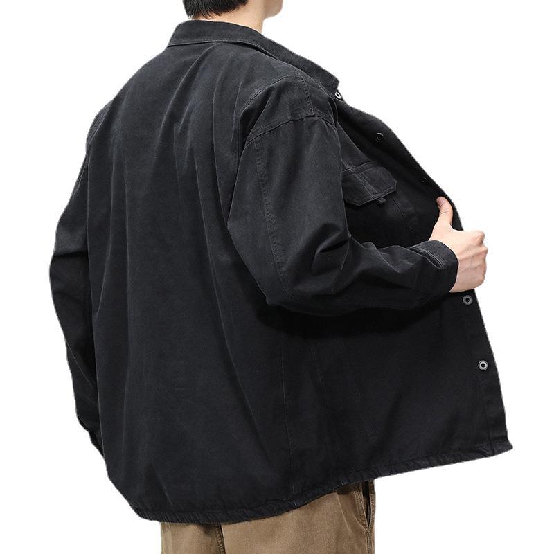 Working Shirt Jacket for Men's Spring and Autumn Japanese Retro Casual Loose Shirt Jacket