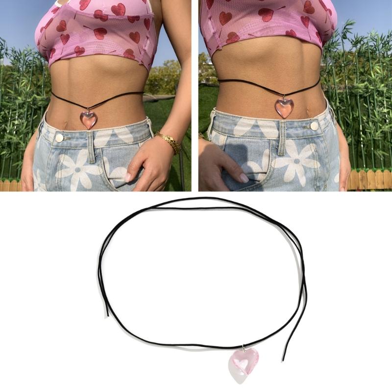 Gothic Irregular Big Love Heart Pendant Waist Belly Chain Women Korean Velvet Body Chain Adjustable Chain Y2K Jewelry