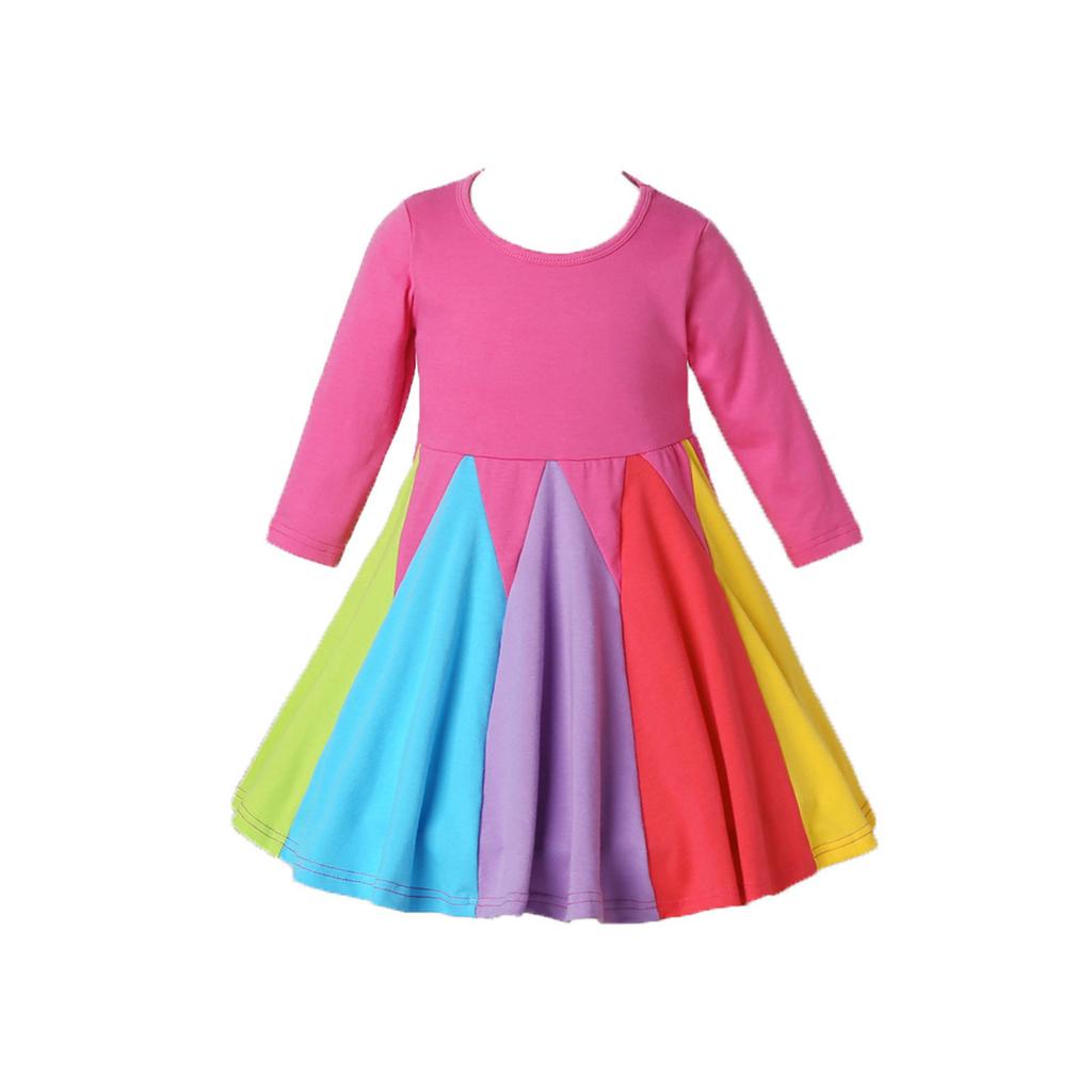 Детское радужное нарядное платье принцессы для девочек, платья для дня ...