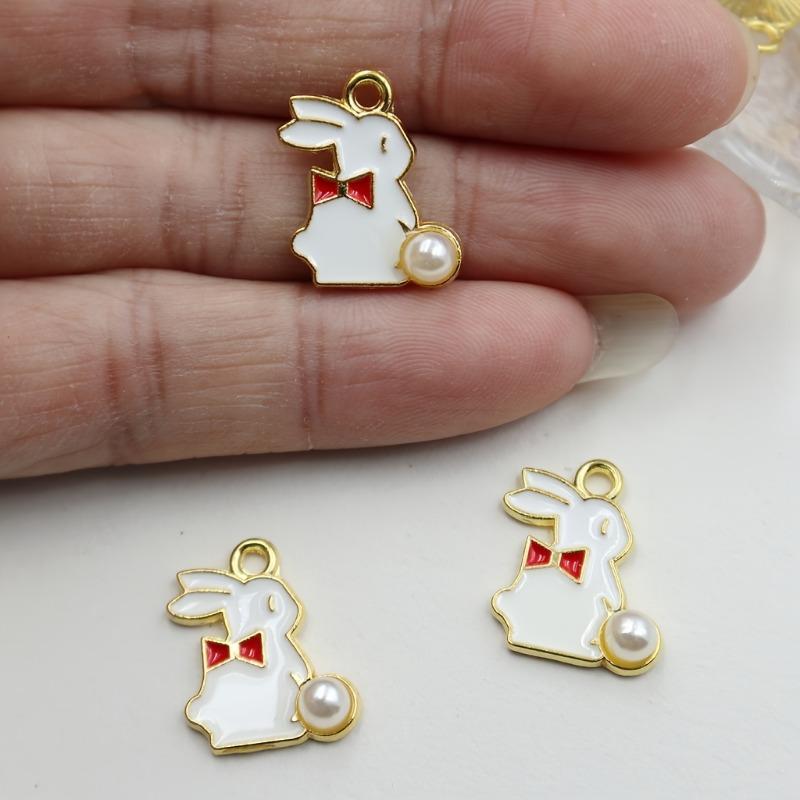 Handicrafts Products Mini Rabbit Alloy Enamel Metal Charms Cute Pendants DIY Necklace Bracelet Earrings Keychain Gift