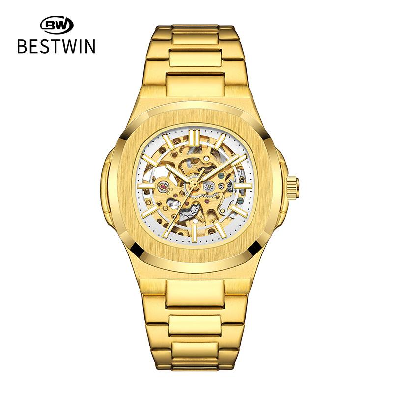 Double-sided hollow luminous men's watch, fully automatic mechanical watch, high-end waterproof men's watch, alloy watch