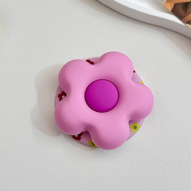 3D Silver Flower Magnetic Phone Holder - Korean Style with Strong Suction for MagSafe