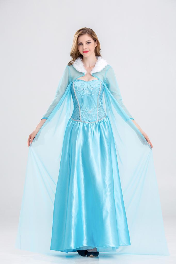 Halloween Cosplay Costume for Women, Anna Elsa Princess Dress, Adult Anime Party Gown, Role Play Performance Outfit