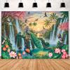Peacock Theme Background Happy Birthday Flower Castle Waterfall Party Decor Backdrop Photography Studio Supplies Props Banner