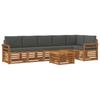 Corner Sofa Set 7 Pcs Natural and Anthracite Solid Acacia Wood