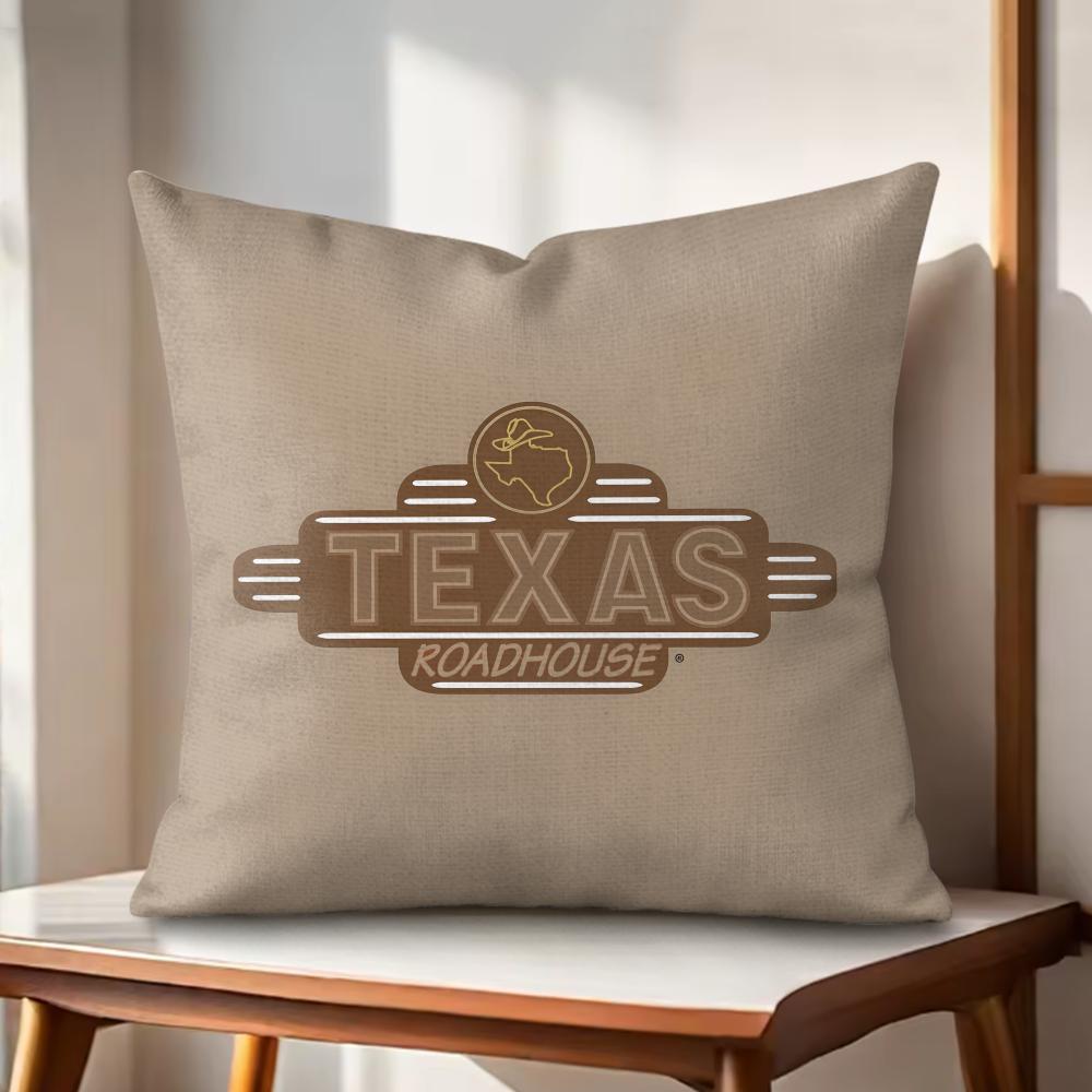 T-Texas Roadhouse Cushion Cover Natural Linen Organic Fabric Double-Sided Printing Couch Pillow Covers Home Decor