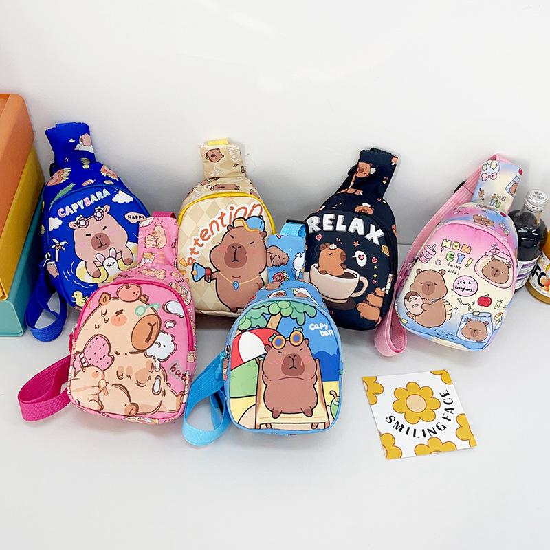2025 Winter New Children's Bag Cartoon Pattern One Shoulder Crossbody Breast Bag Fashion Baby Play Storage Bag