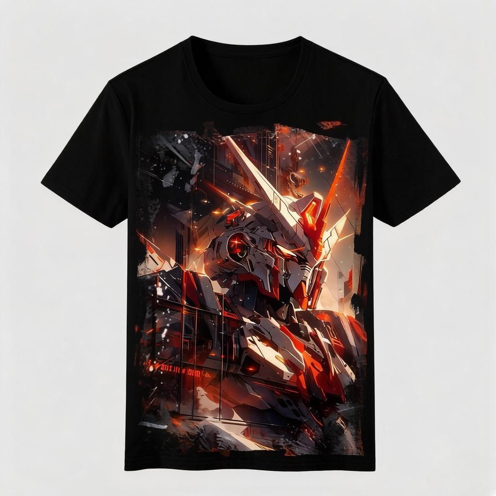 High Rise Mobile Fighter Short-Sleeved T-Shirt Men's Summer Style High-Quality Versatile Design Anime Print Trendy