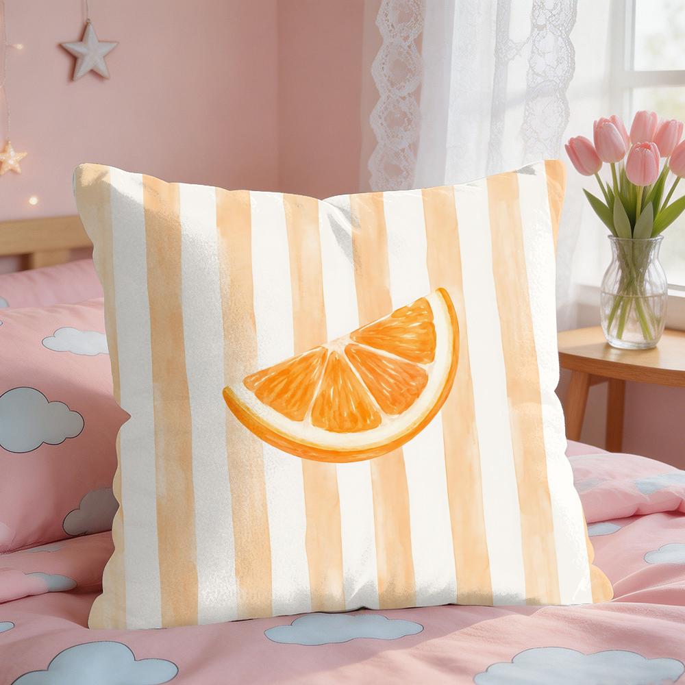 Simplicity Striped Lemons INS Cushion Cover Short Plush Pillow Case Room Sofa Cushion Covers Home Decor Funda