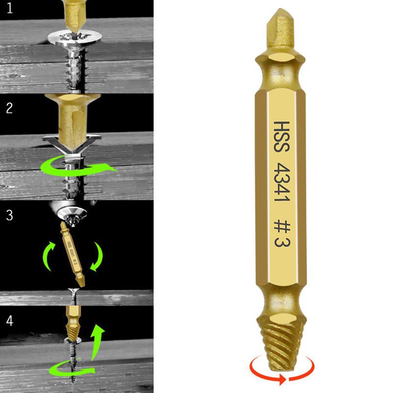 Gold HSS Screw and Nail Extractor Set with Plastic Box - 6-Pack
