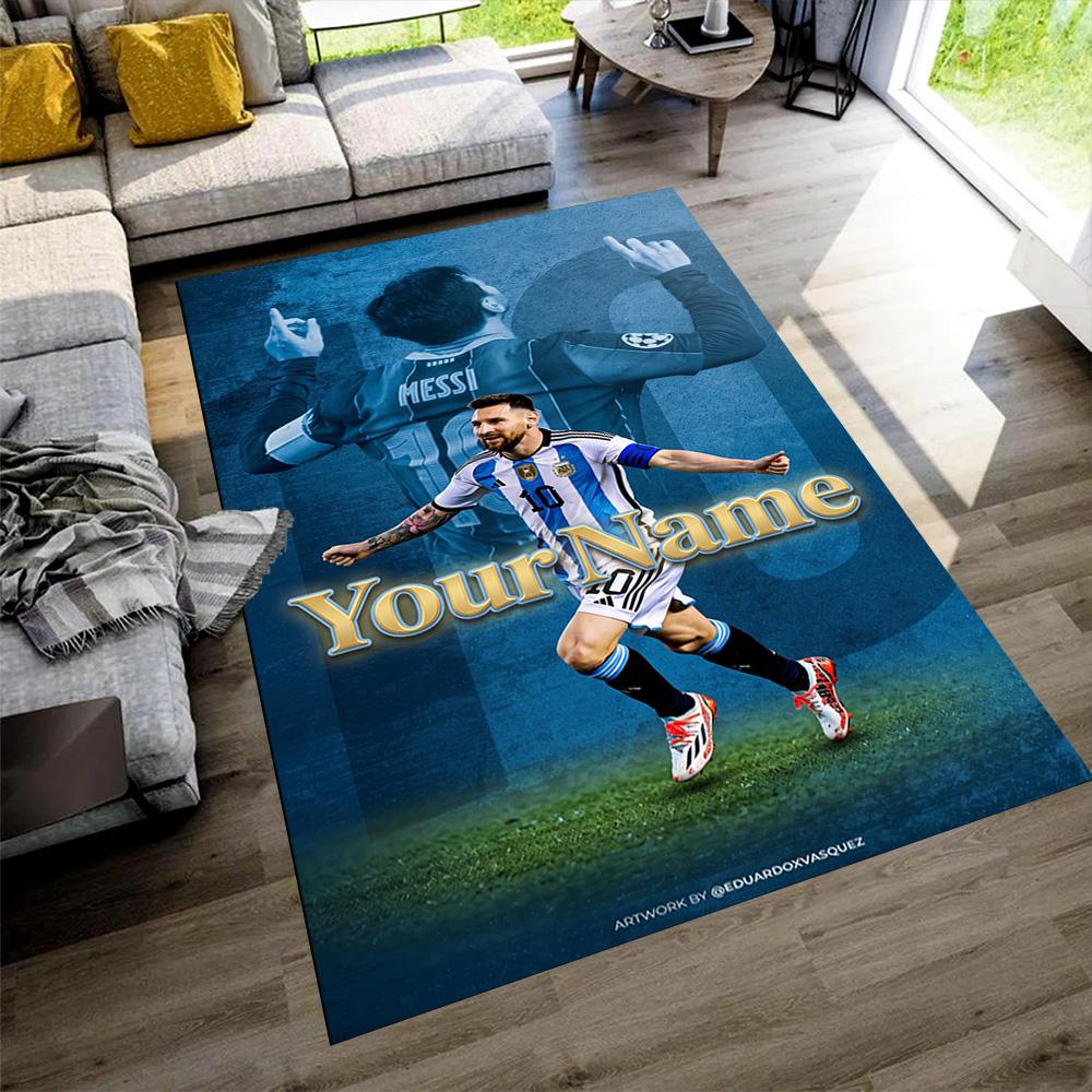 Messi Customize Text Floor Mat Suitable for Balcony Bedrooms Dormitory Kitchen Antislip Carpet Office home decor Perfect Gift for Women/Men