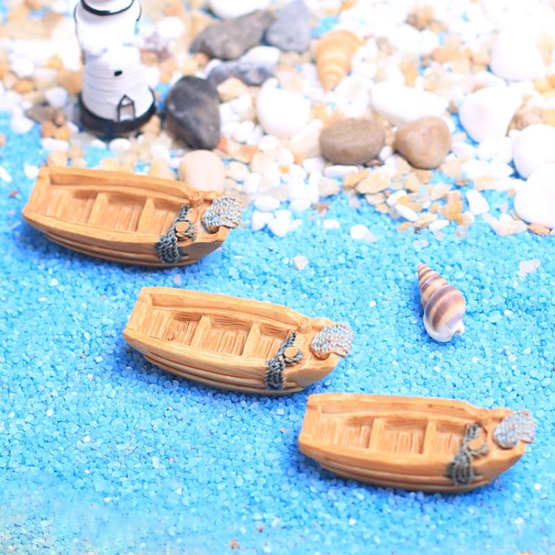 

Garden Ornaments Miniature Boat Ocean Beach Resin Craft Micro Landscape Fairy Dollhouse Decorations Aquarium Fish Tank Decor White