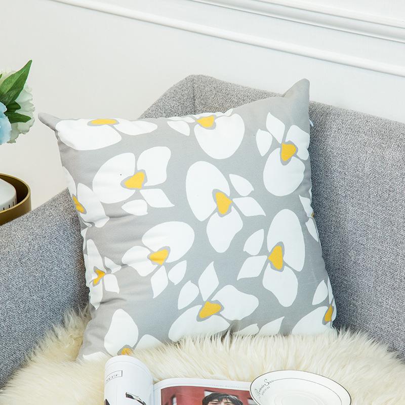 Warm Yellow and Gray Geometric Striped Pillowcase Pattern Sofa Thickened Short Plush Simple Cushion Cover Does Not Include Pillowcases