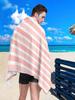 Couple Size Striped Beach Towel, Soft Absorbent Polyester Fabric, Modern Knit Design, Ideal for Travel, Vacation, Pool & Camping
