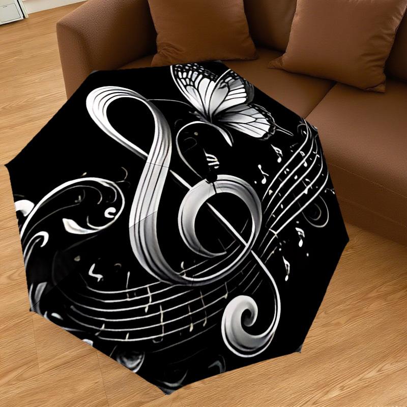 1PC music butterfly Umbrella-8-Rib Reinforced, Automatic Open, Lightweight & Durable, Cute Fashion Accessory for Outdoor, Beach, or Casual Use, Beach