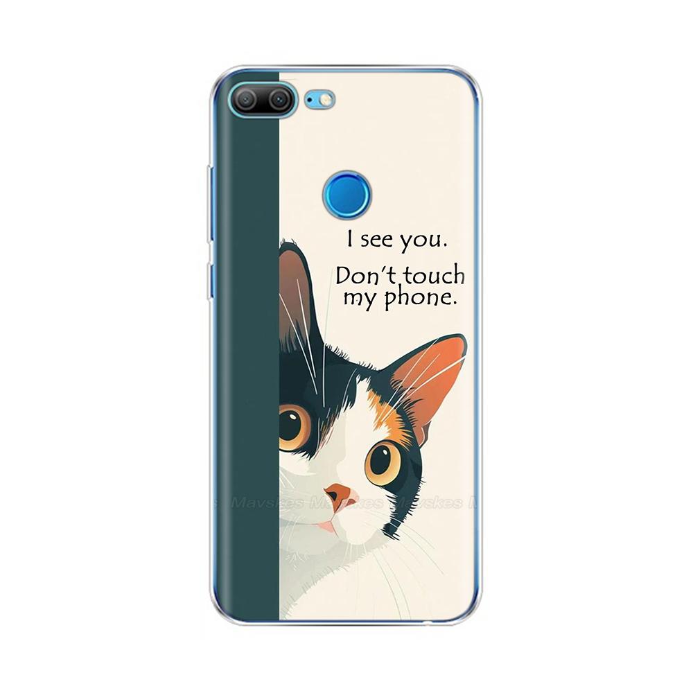 Phone Case For Honor 9 Lite Back Cover for Huawei Honor 9 Lite Cases Transparent Silicon TPU Protective Cats Flower Print Covers