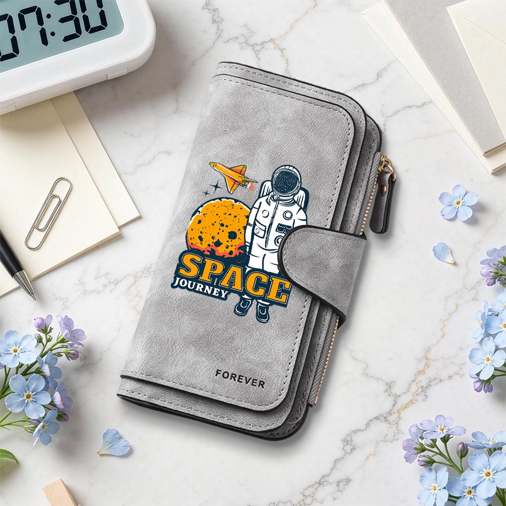 Stylish Astronaut Printed Wallet Portable Multi Card Holder Fashion Casual Daily Purse