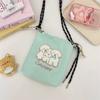 Cute Color Embroidery Bucket Bag Small Cloth Bag College Girl Casual Shoulder Crossbody Mobile Phone Bag