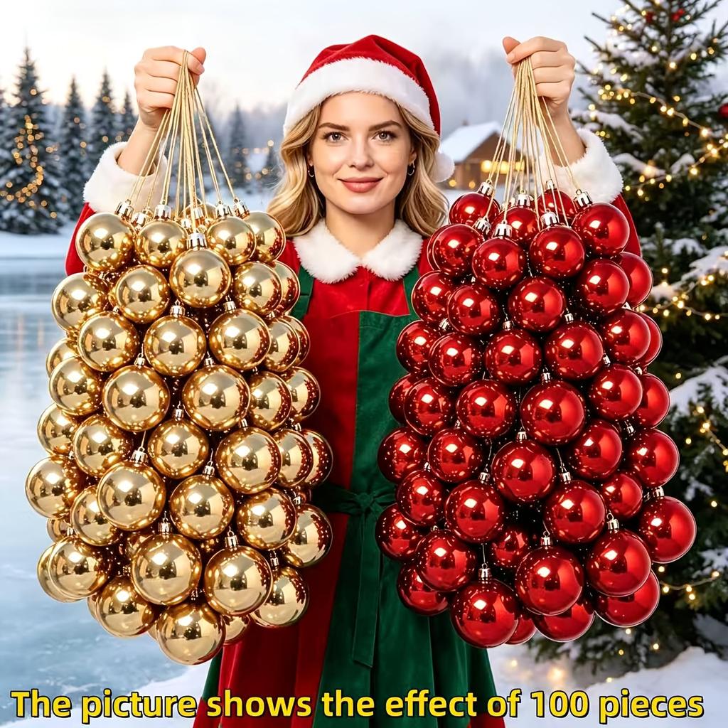 43 Pcs Red Gold Mixed Smooth Christmas Ornament Balls with Gold Hanging Strings for Trees Wreaths Windows and Party Decor