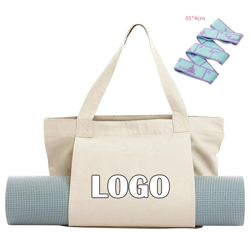 

Buylor Custom Logo Yoga Bags for Women With Mat Carrier Canvas Pilates Tote Carryall Fits All Your Stuff for Travel Gym Workout бежевый