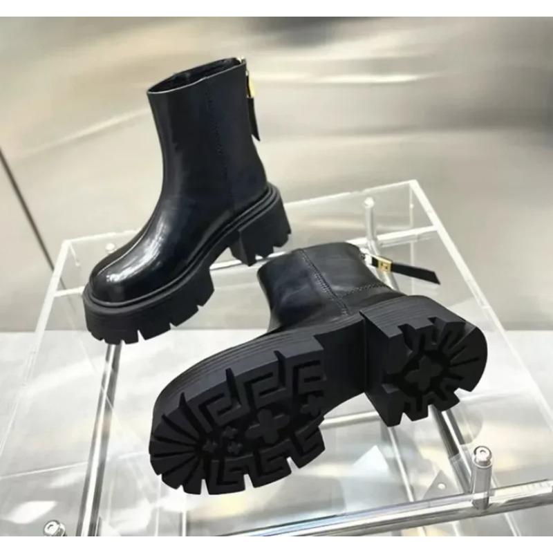 Fashion Women's Ankle Boots High Heel Round Head Thick Heel Back Zipper Fashion Boots Platform Shoes Boots Women 2024
